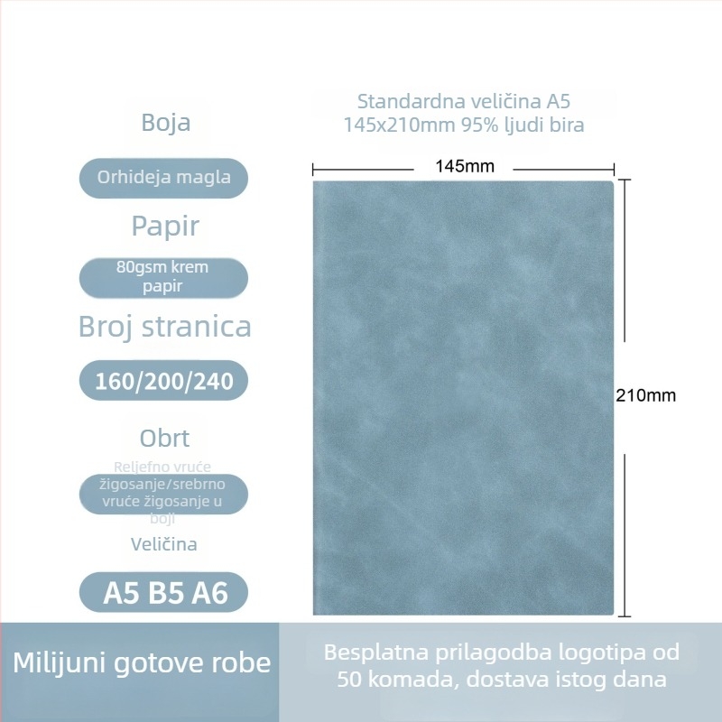 Set bilježnica u poklon kutiji s prilagođenim logotipom, poslovna bilježnica, debela i prijenosna