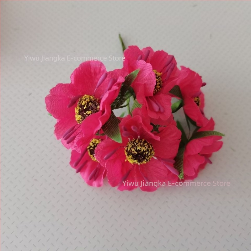 Set umjetnih cvjetova za vjenčanje s Daisy, Gerbera i Suncokret — svilen buket, vijenc od ratana, ukras za glavu i dodaci za kutije s bombonama (72 cvijeta u pakiranju)
