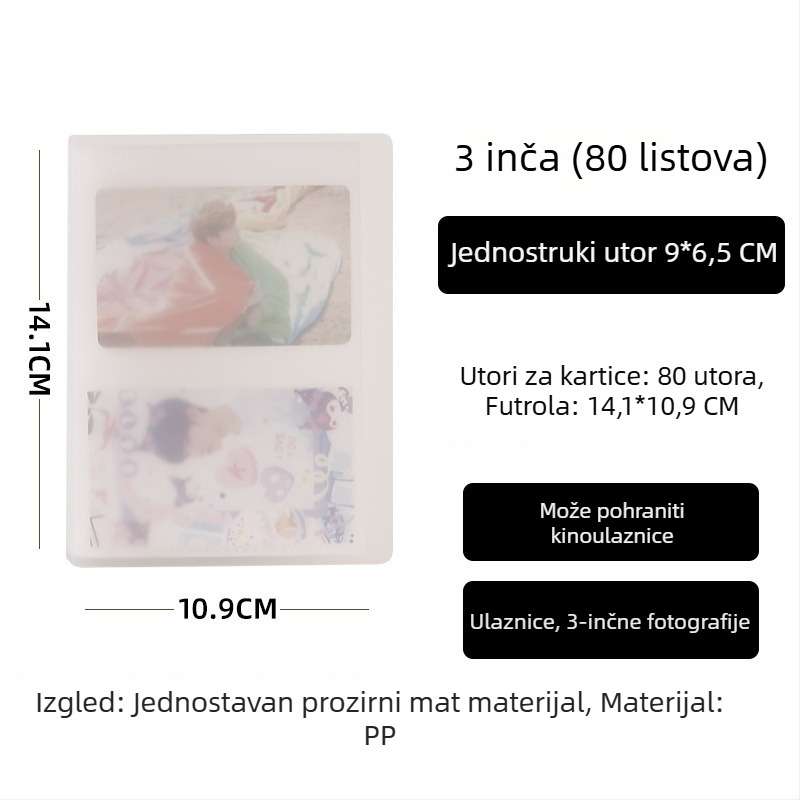 Instax stil fotoalbum, 3 inča, mreža 4×4 i 9×9, kartice za alfabetizaciju, razglednice, foto-spremnik