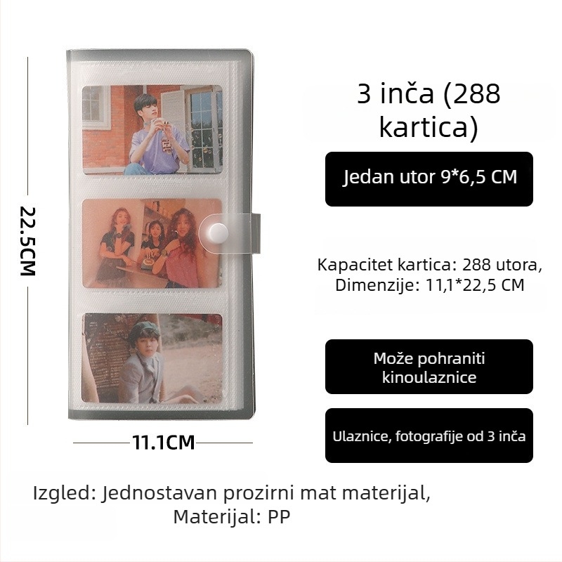 Instax stil fotoalbum, 3 inča, mreža 4×4 i 9×9, kartice za alfabetizaciju, razglednice, foto-spremnik