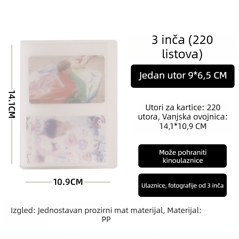 Instax stil fotoalbum, 3 inča, mreža 4×4 i 9×9, kartice za alfabetizaciju, razglednice, foto-spremnik