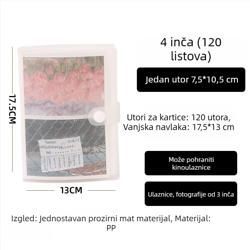 Instax stil fotoalbum, 3 inča, mreža 4×4 i 9×9, kartice za alfabetizaciju, razglednice, foto-spremnik