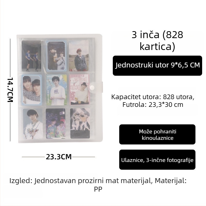 Instax stil fotoalbum, 3 inča, mreža 4×4 i 9×9, kartice za alfabetizaciju, razglednice, foto-spremnik