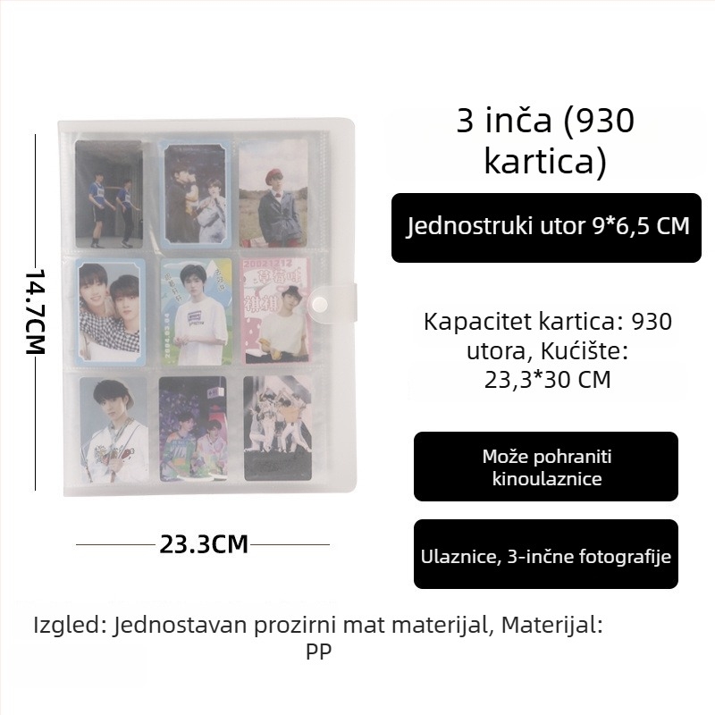 Instax stil fotoalbum, 3 inča, mreža 4×4 i 9×9, kartice za alfabetizaciju, razglednice, foto-spremnik