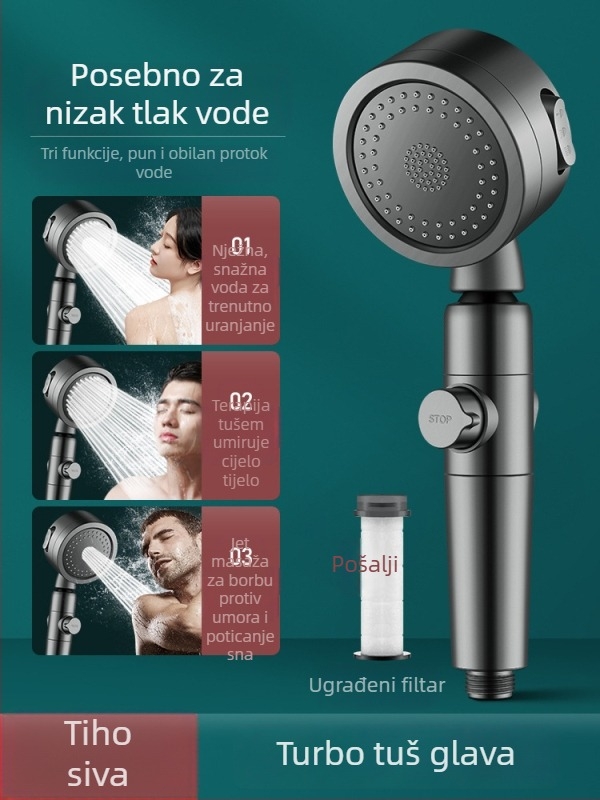 Tuš glava s filtrom za niski tlak vode