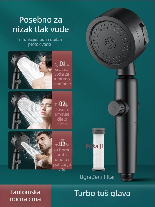 Tuš glava s filtrom za niski tlak vode