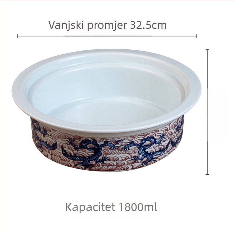 Keramički set za paru s bazom za grijanje i grijanim pladnjem – retro kineski stil, motiv zmaj