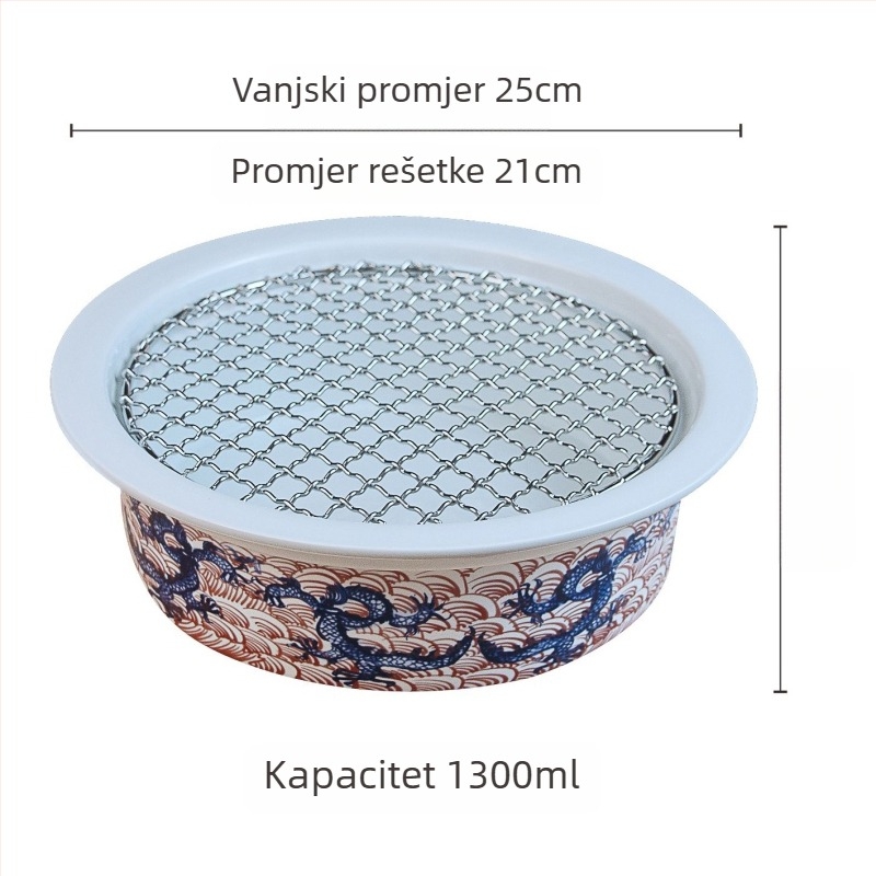 Keramički set za paru s bazom za grijanje i grijanim pladnjem – retro kineski stil, motiv zmaj