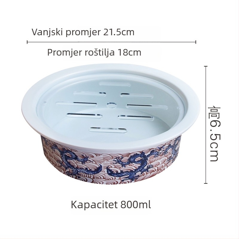 Keramički set za paru s bazom za grijanje i grijanim pladnjem – retro kineski stil, motiv zmaj