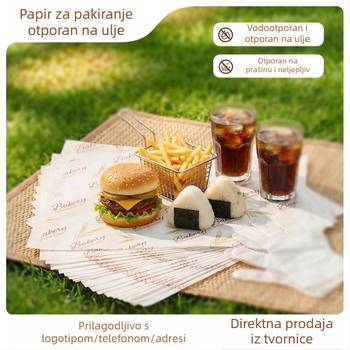 Papir za hamburger, jednokratni papir za zamatanje sendviča, otporan na masnoću s PE premazom, za hamburgere, prženu piletinu, pileće rolice i rižine kuglice