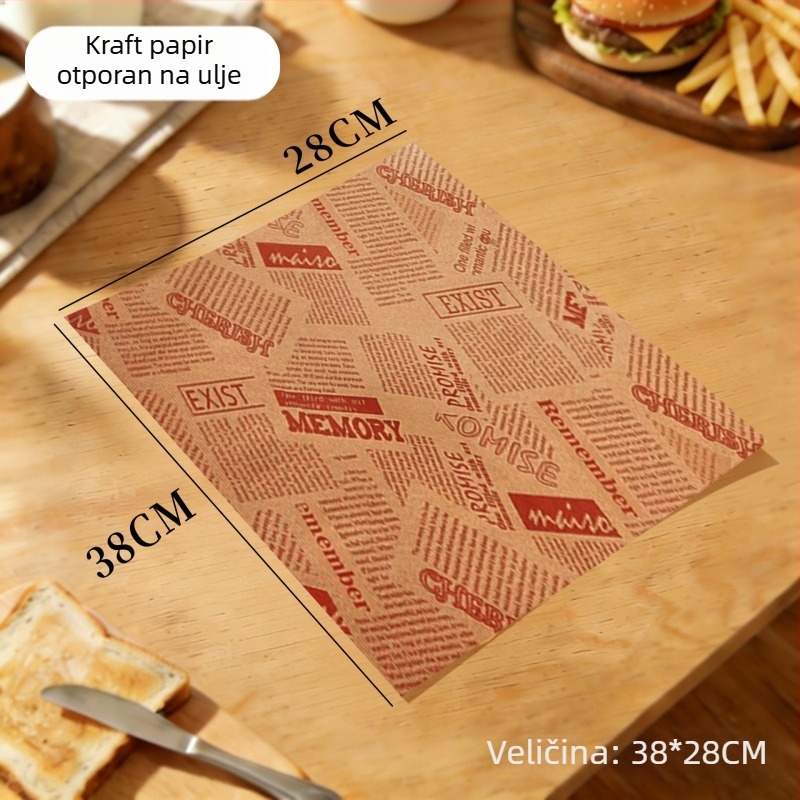 Papir za hamburger, jednokratni papir za zamatanje sendviča, otporan na masnoću s PE premazom, za hamburgere, prženu piletinu, pileće rolice i rižine kuglice