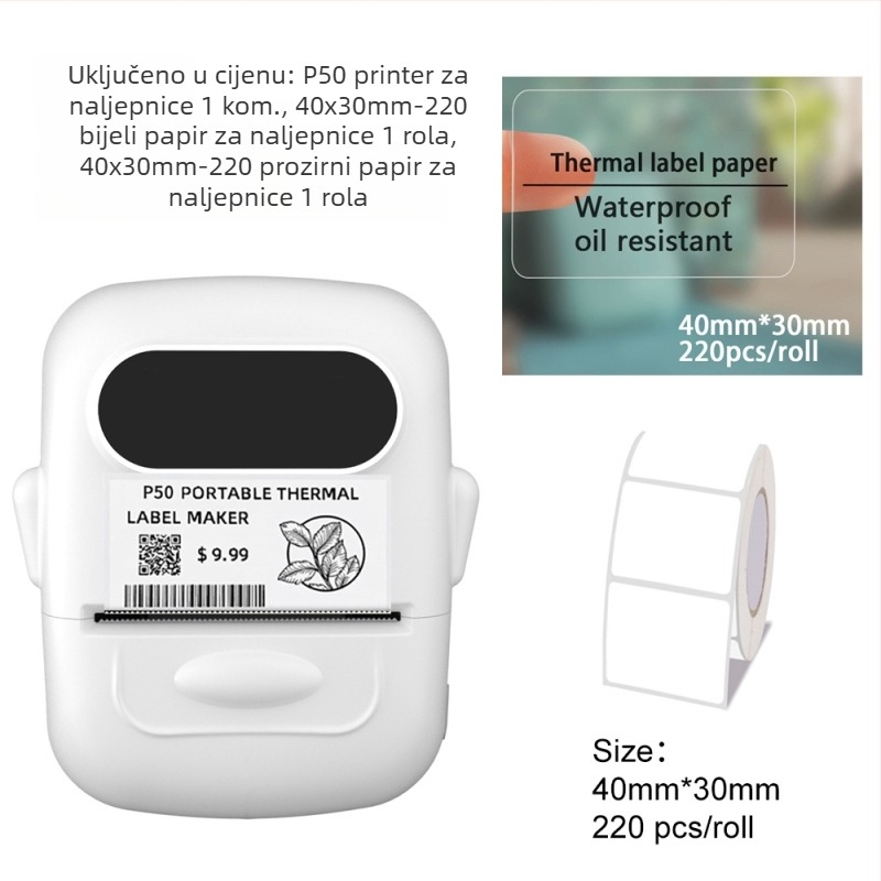 Nova prijenosna Bluetooth termo tiskalnik za etikete, 58 mm, za hranu, nakit i odjeću