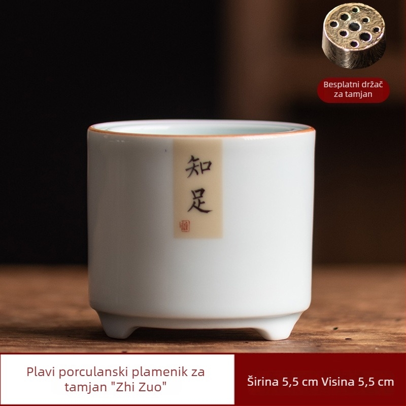 Keramički kadidni lonac u zen stilu, ručno oslikan, za čajnu ceremoniju i aromaterapiju