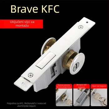 Dejiken brava za vrata 554 od aluminijske legure za vrata sa staklenim okvirom, teška podna brava s kukom i križnim ključem, cilindar tipa 84