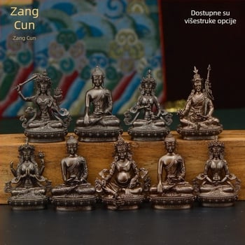 Potpuno pozlaćene bakrene figurice Padmasambhvae, Bhaisajyaguru, Zelena Tara, Manjushri, Shakyamuni Buddha, Amitabha i Žuti Džambhala za osobnu uporabu