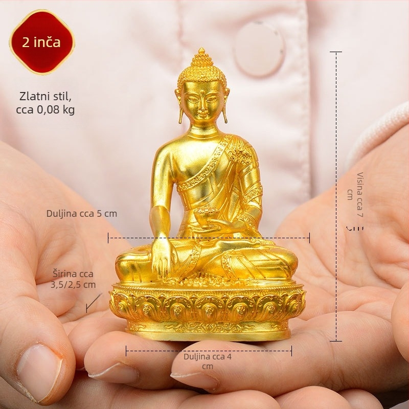 Potpuno pozlaćene bakrene figurice Padmasambhvae, Bhaisajyaguru, Zelena Tara, Manjushri, Shakyamuni Buddha, Amitabha i Žuti Džambhala za osobnu uporabu