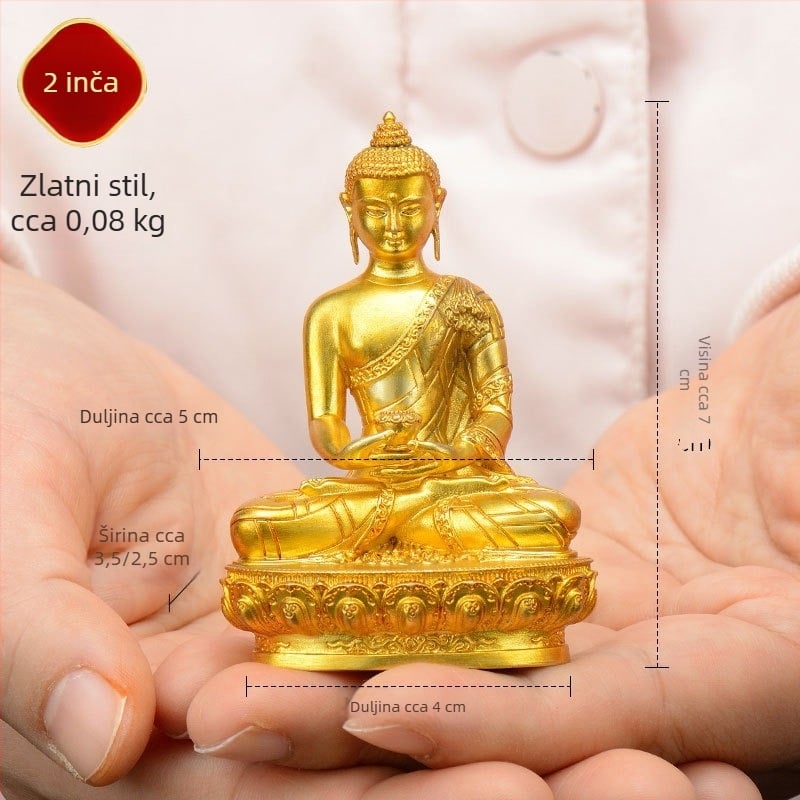 Potpuno pozlaćene bakrene figurice Padmasambhvae, Bhaisajyaguru, Zelena Tara, Manjushri, Shakyamuni Buddha, Amitabha i Žuti Džambhala za osobnu uporabu
