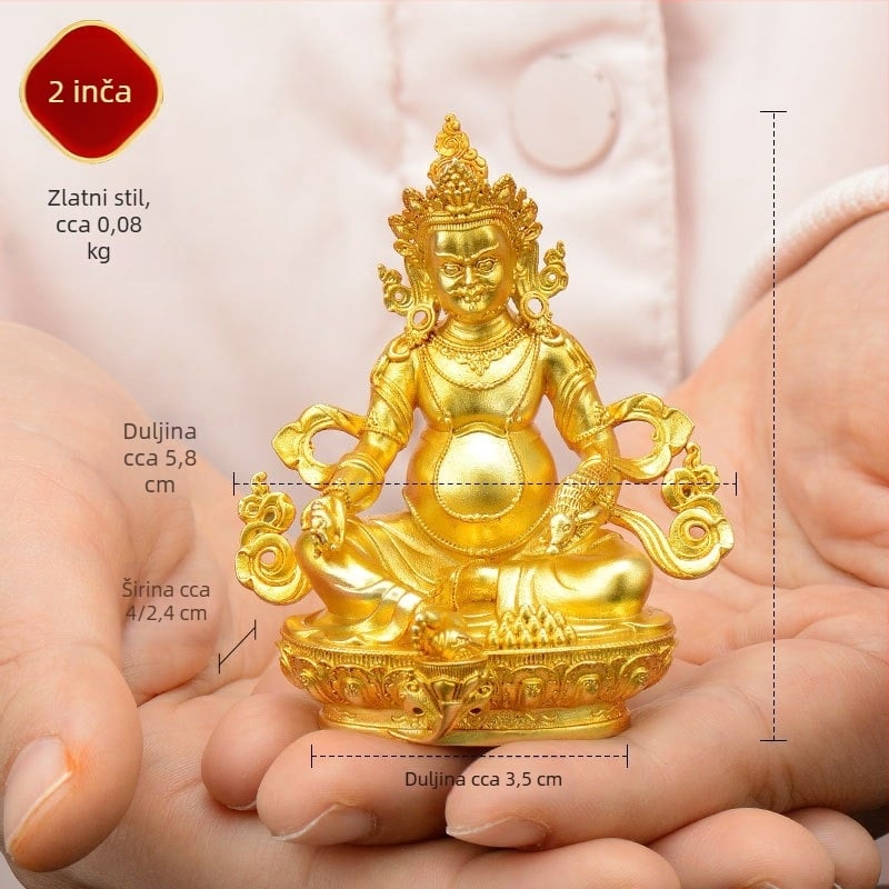 Potpuno pozlaćene bakrene figurice Padmasambhvae, Bhaisajyaguru, Zelena Tara, Manjushri, Shakyamuni Buddha, Amitabha i Žuti Džambhala za osobnu uporabu