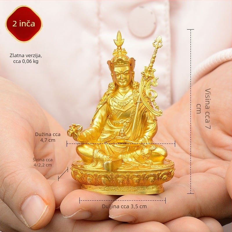 Potpuno pozlaćene bakrene figurice Padmasambhvae, Bhaisajyaguru, Zelena Tara, Manjushri, Shakyamuni Buddha, Amitabha i Žuti Džambhala za osobnu uporabu