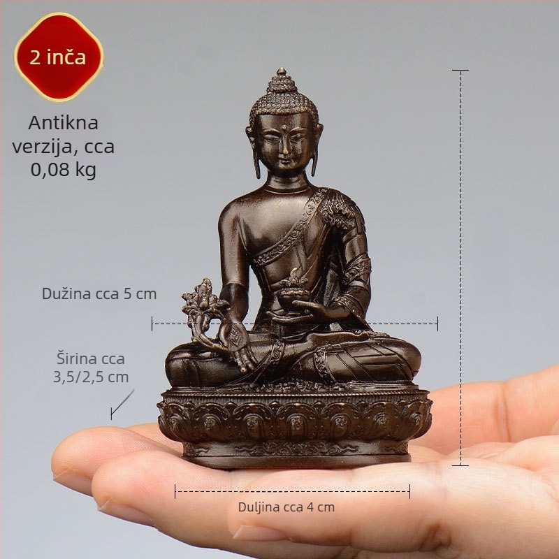 Potpuno pozlaćene bakrene figurice Padmasambhvae, Bhaisajyaguru, Zelena Tara, Manjushri, Shakyamuni Buddha, Amitabha i Žuti Džambhala za osobnu uporabu