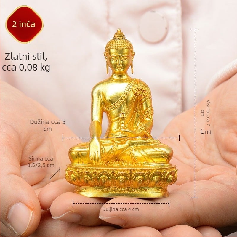 Potpuno pozlaćene bakrene figurice Padmasambhvae, Bhaisajyaguru, Zelena Tara, Manjushri, Shakyamuni Buddha, Amitabha i Žuti Džambhala za osobnu uporabu