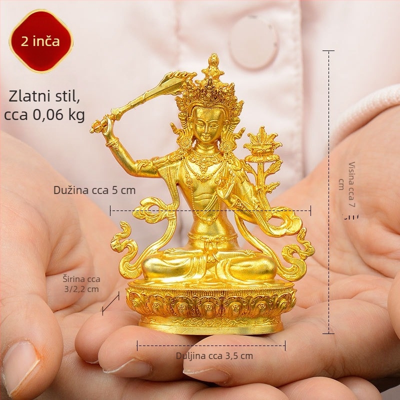 Potpuno pozlaćene bakrene figurice Padmasambhvae, Bhaisajyaguru, Zelena Tara, Manjushri, Shakyamuni Buddha, Amitabha i Žuti Džambhala za osobnu uporabu