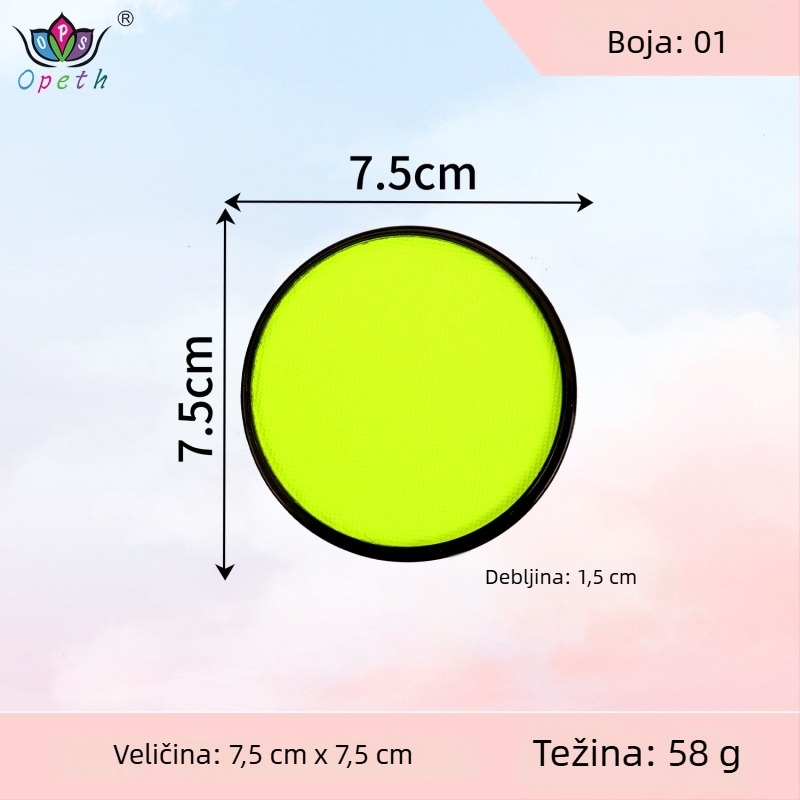 Boja za body painting i lice, 30 g, jednobojna, vodotopna, fluorescirajuća, brzo sušeća, mat pigmentna boja