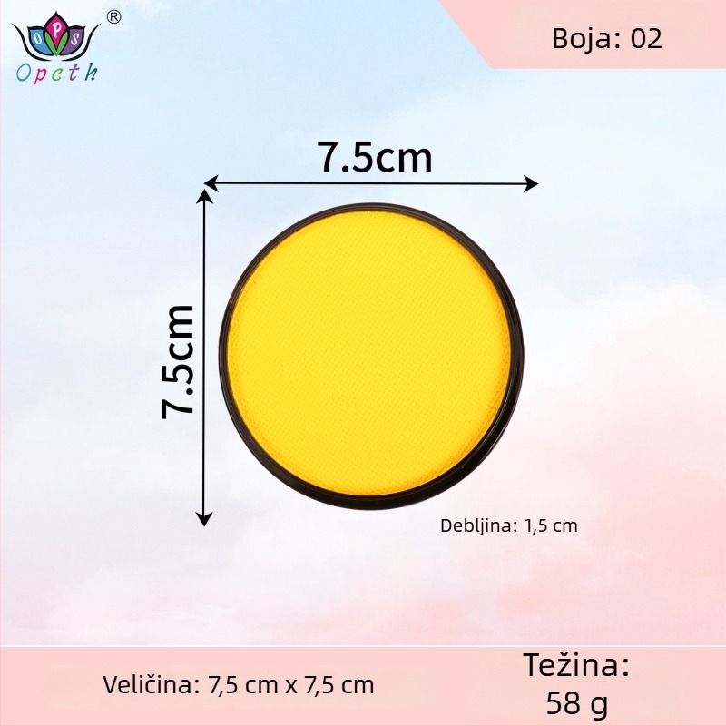Boja za body painting i lice, 30 g, jednobojna, vodotopna, fluorescirajuća, brzo sušeća, mat pigmentna boja