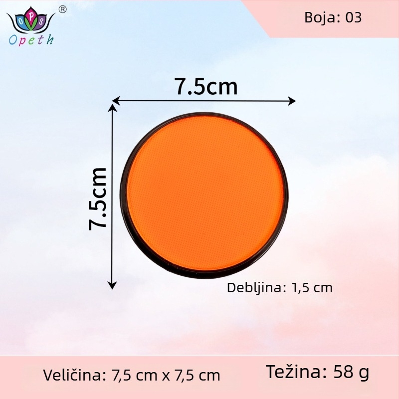 Boja za body painting i lice, 30 g, jednobojna, vodotopna, fluorescirajuća, brzo sušeća, mat pigmentna boja