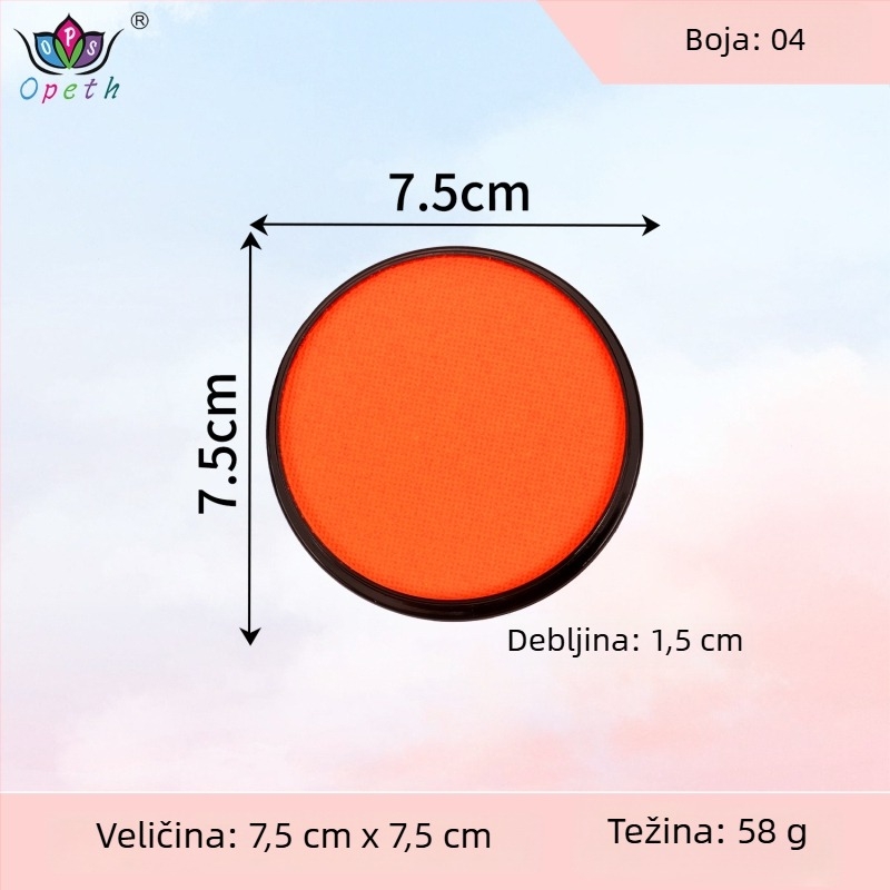 Boja za body painting i lice, 30 g, jednobojna, vodotopna, fluorescirajuća, brzo sušeća, mat pigmentna boja