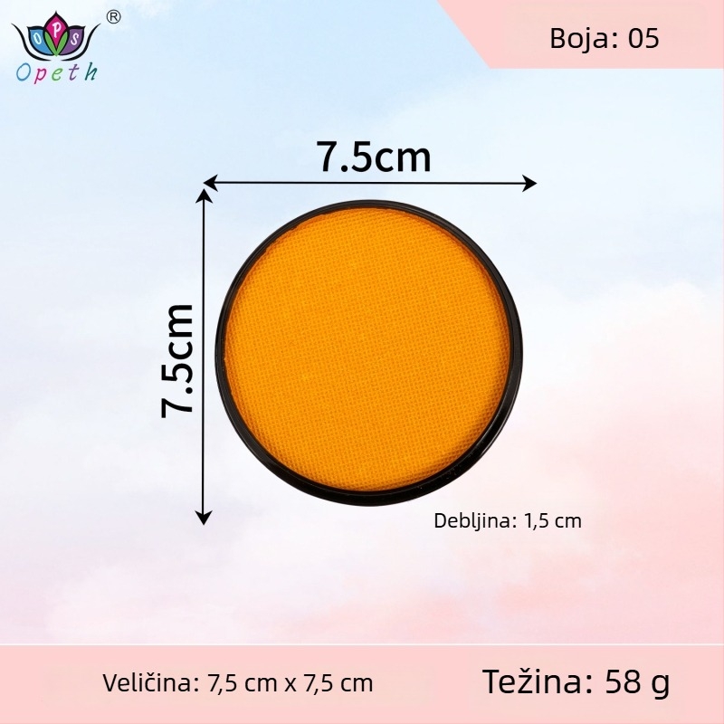 Boja za body painting i lice, 30 g, jednobojna, vodotopna, fluorescirajuća, brzo sušeća, mat pigmentna boja