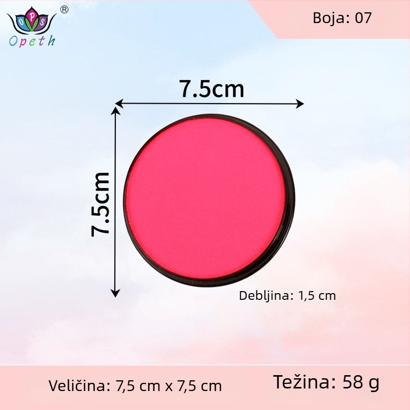Boja za body painting i lice, 30 g, jednobojna, vodotopna, fluorescirajuća, brzo sušeća, mat pigmentna boja
