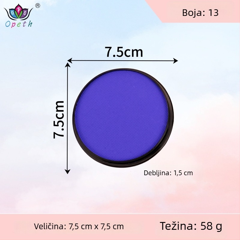 Boja za body painting i lice, 30 g, jednobojna, vodotopna, fluorescirajuća, brzo sušeća, mat pigmentna boja