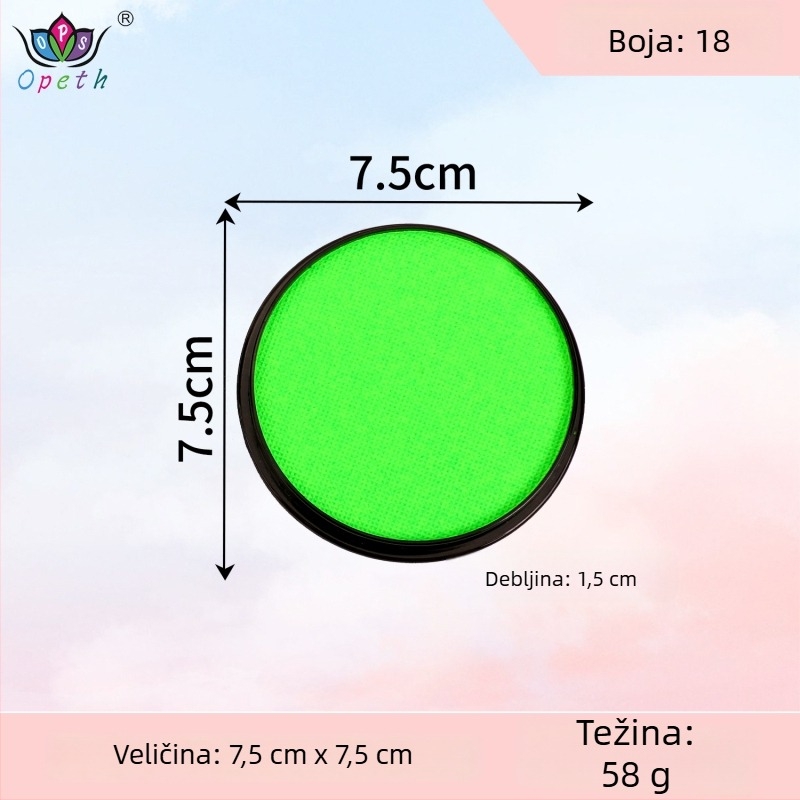Boja za body painting i lice, 30 g, jednobojna, vodotopna, fluorescirajuća, brzo sušeća, mat pigmentna boja