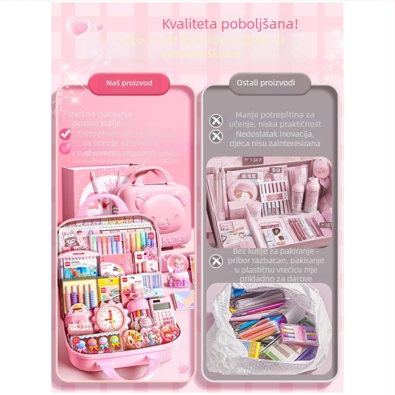 Deli paket školskih potrepština za učenje - potrepštine za učenje, dar za osnovnoškolce, Dan djece