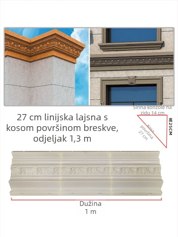 Kalupi za cementne komponente, profil krošnje, kalupi rimskih stupova, kalupi linije kapljanja krošnje za vilu, dekor fasade