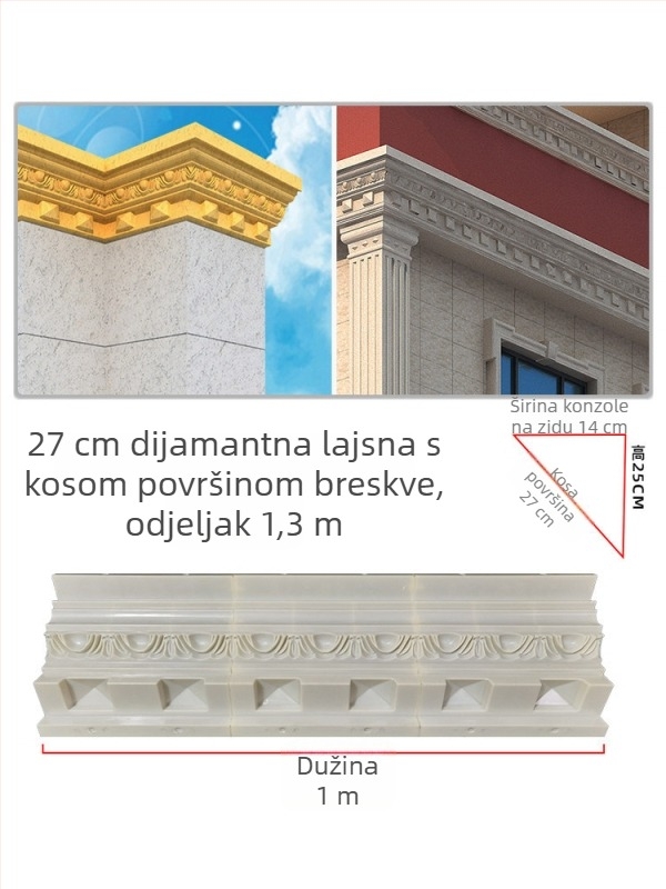 Kalupi za cementne komponente, profil krošnje, kalupi rimskih stupova, kalupi linije kapljanja krošnje za vilu, dekor fasade