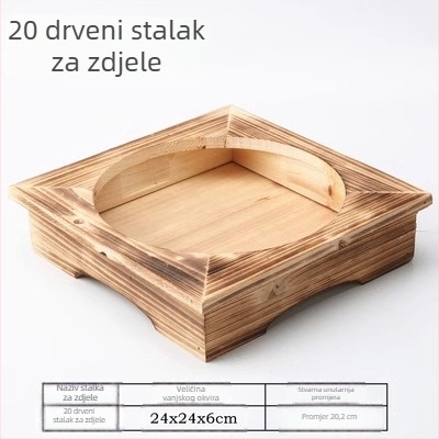 Drveni stalak za lonce i zdjele, za kamene i glinene posude, dodatak korejske kuhinje, bez montaže