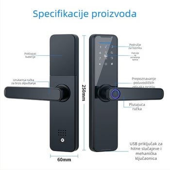 Pametna brava otiska prsta za drvena vrata, unutarnja vrata, hotelske apartmane; zaključavanje lozinkom; pametna brava jednim dodirom za ured