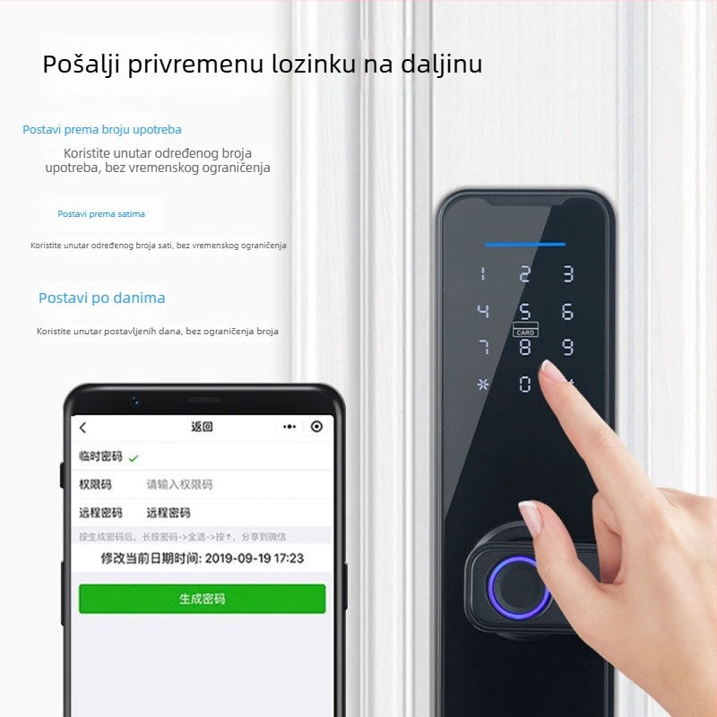 Pametna brava otiska prsta za drvena vrata, unutarnja vrata, hotelske apartmane; zaključavanje lozinkom; pametna brava jednim dodirom za ured