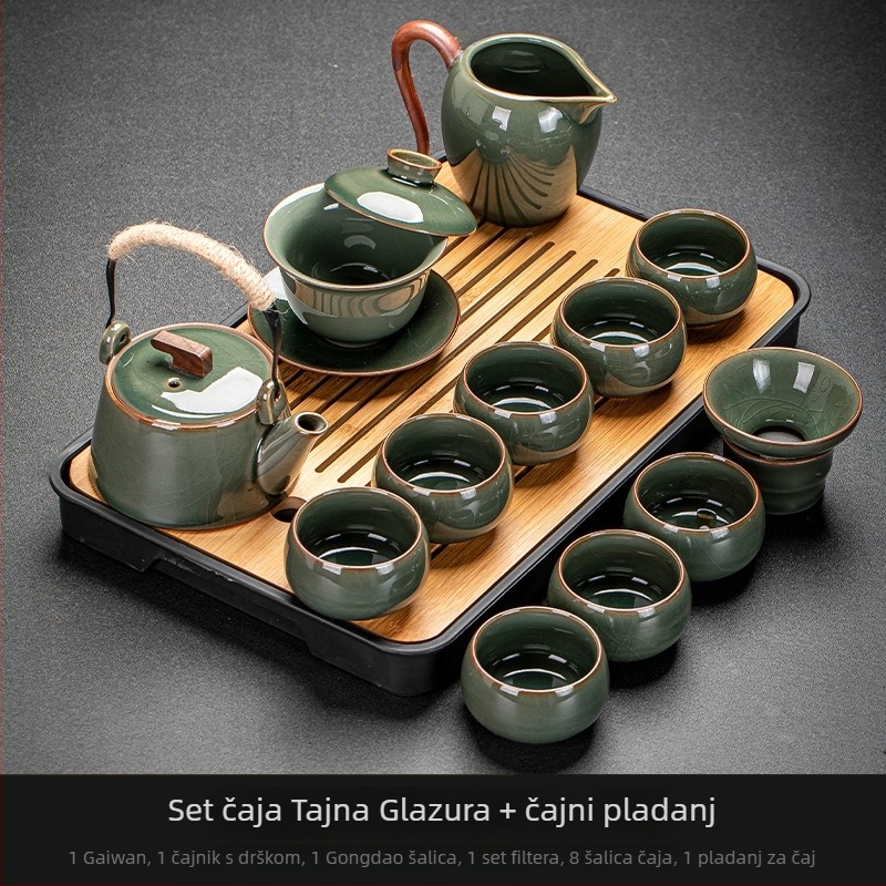 Ge Kiln Ice Crack Glaze Kung Fu set čaja s gaiwanom, čajnikom i porculanskim šalicama za kućnu i uredsku upotrebu