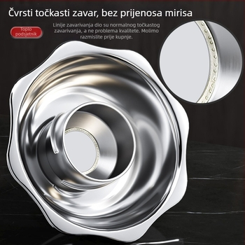 Lonac od nehrđajućeg čelika za dva okusa s dijeljenjem, kapacitet 4,1–6 L, za kućnu ili poslovnu upotrebu