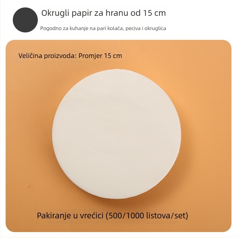 Silikonski papir za parenje, hrane kvalitete, za peciva i slatice, neprijanjajući