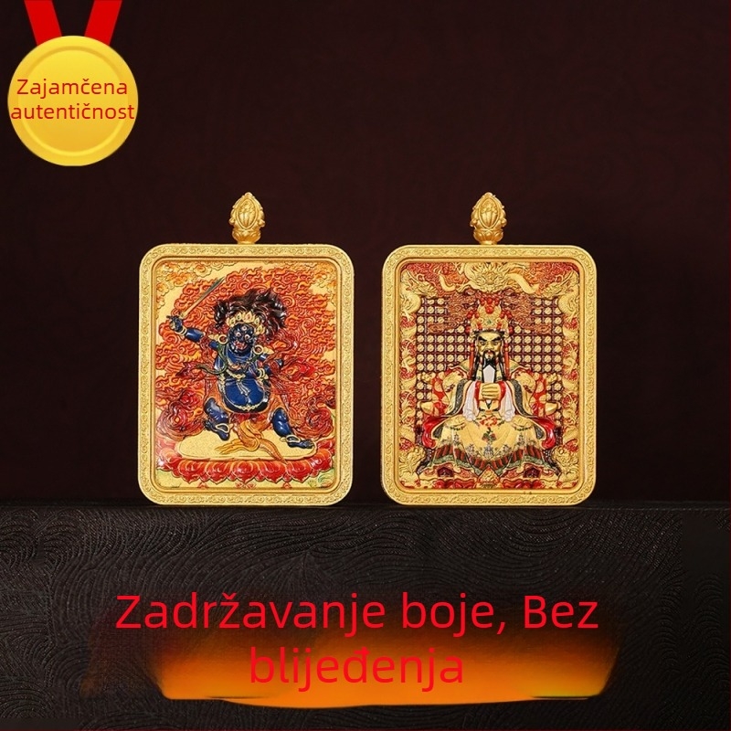 Tibetanski thangka privezak s pet bogova i osam zaštitnika, ručno oslikana ogrlica