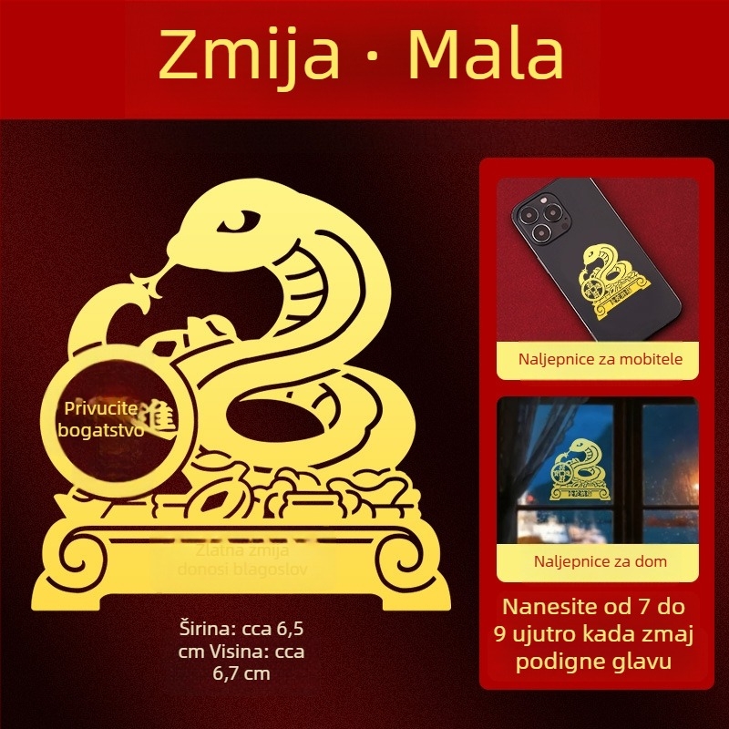 Metalne naljepnice zodijaka — 12 znakova životinja (zmaj, bik, svinja, zmija) za ukras na telefonu