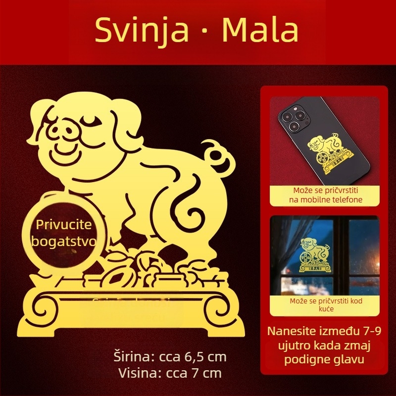 Metalne naljepnice zodijaka — 12 znakova životinja (zmaj, bik, svinja, zmija) za ukras na telefonu