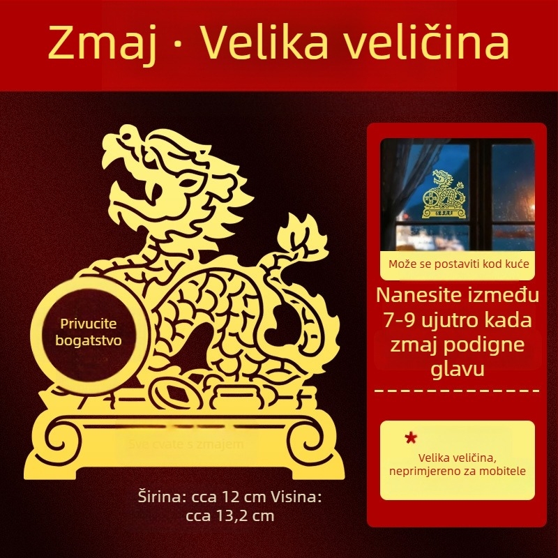 Metalne naljepnice zodijaka — 12 znakova životinja (zmaj, bik, svinja, zmija) za ukras na telefonu