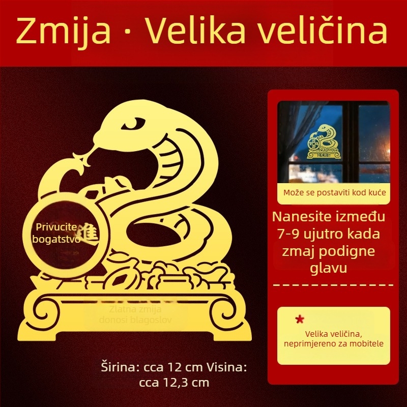 Metalne naljepnice zodijaka — 12 znakova životinja (zmaj, bik, svinja, zmija) za ukras na telefonu