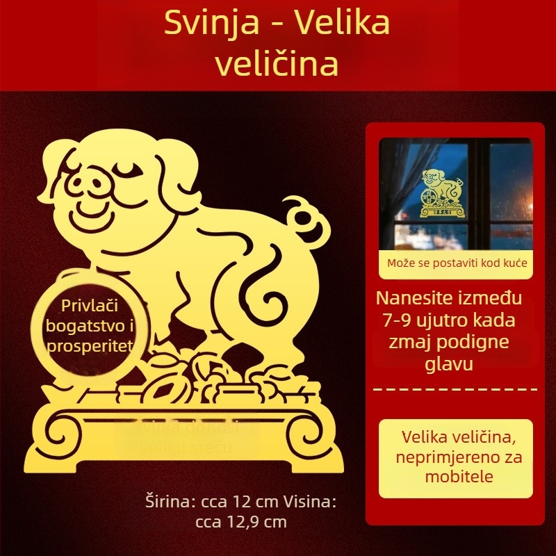 Metalne naljepnice zodijaka — 12 znakova životinja (zmaj, bik, svinja, zmija) za ukras na telefonu