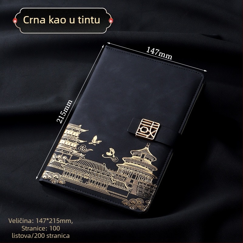 A5 bilježnica s umjetnom kožom, šivano uvez, poslovnog stila, poklon kutija s prilagođenim logotipom